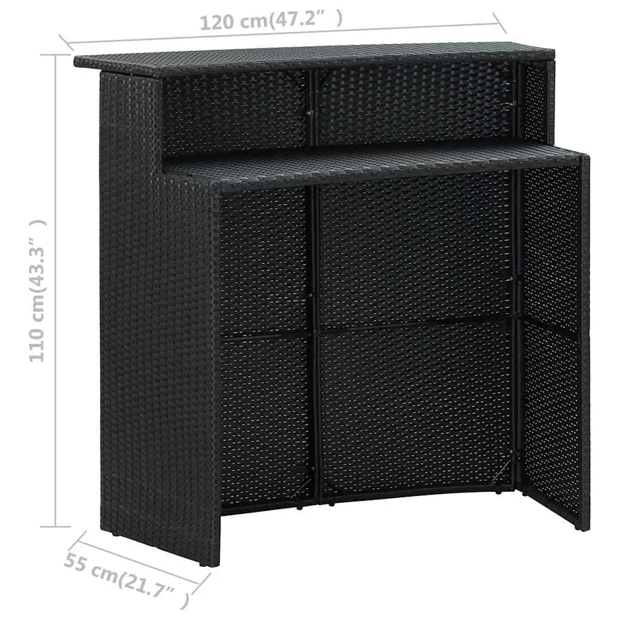 Ensemble de bar de jardin avec coussins 5 pcs Noir - 8