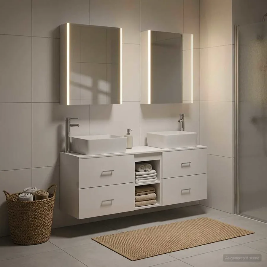 Ensemble de mobilier de salle de bain 5 pcs Blanc