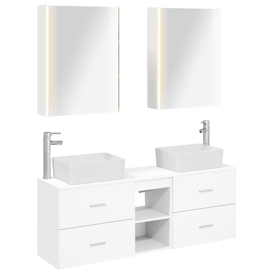 Ensemble de mobilier de salle de bain 5 pcs Blanc - 2