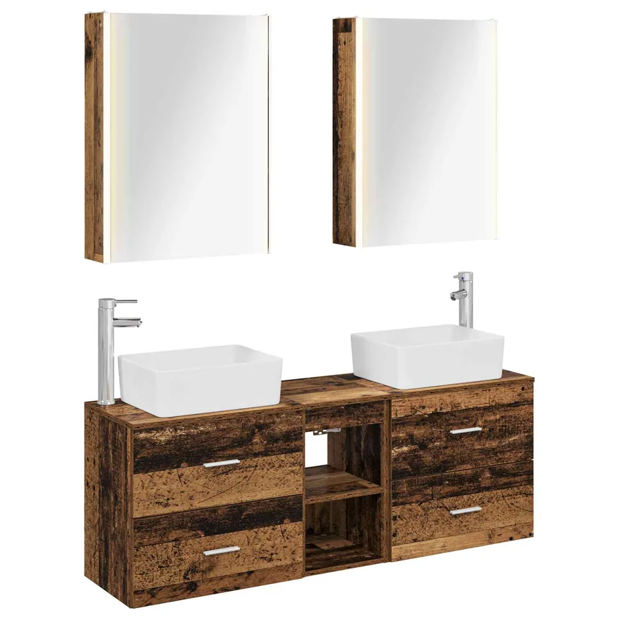 Ensemble de mobilier de salle de bain 5 pcs Bois ancien - 2