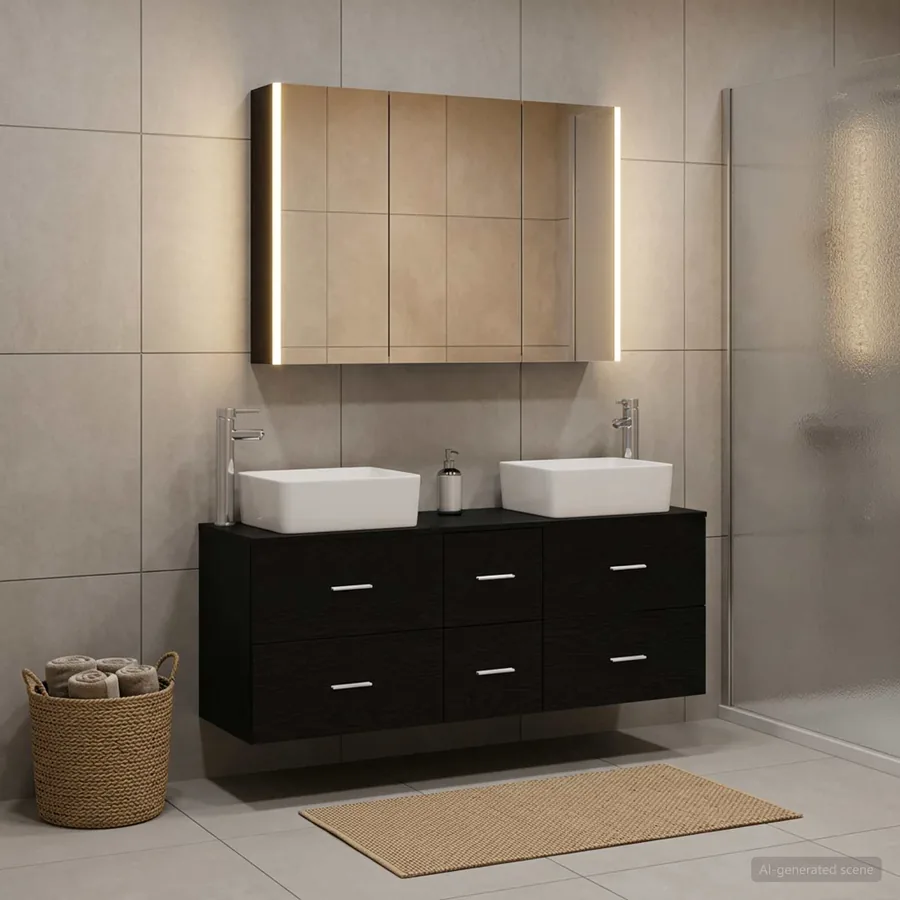 Ensemble de mobilier de salle de bain 4 pcs Chêne noir