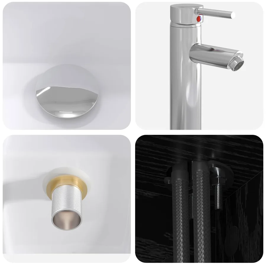 Ensemble de mobilier de salle de bain 4 pcs Chêne noir - 8