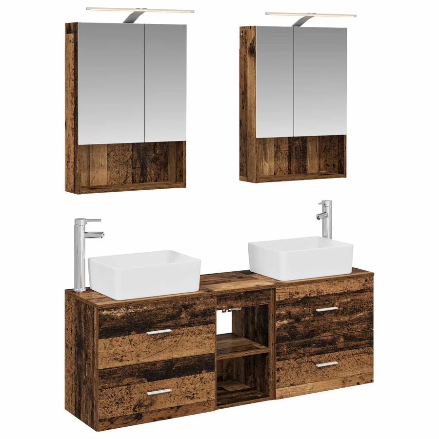 Ensemble de mobilier de salle de bain 5 pcs Bois ancien - 2