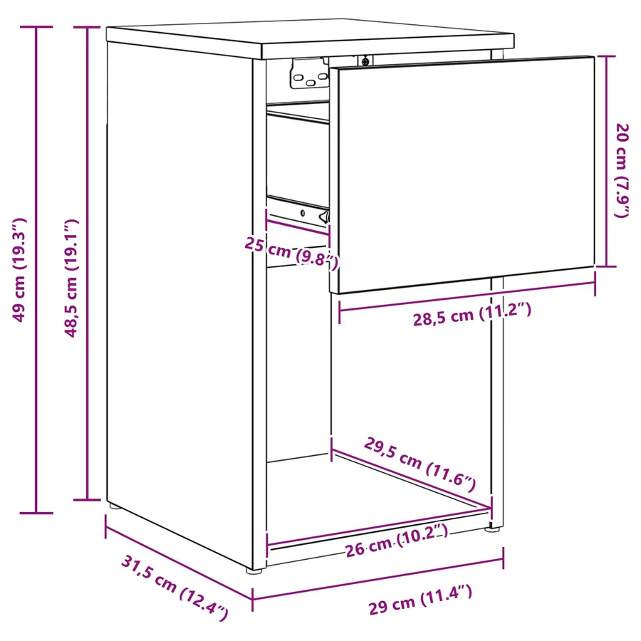 Armoire de lit 2 pc Chêne artisanal 29 x 31,5 x 49 cm - 13