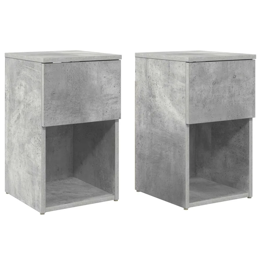 Armoire de lit 2 pcs Gris béton 29 x 31,5 x 49 cm - 2