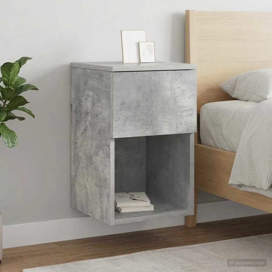 Armoire de lit 2 pcs Gris béton 29 x 31,5 x 49 cm - 4