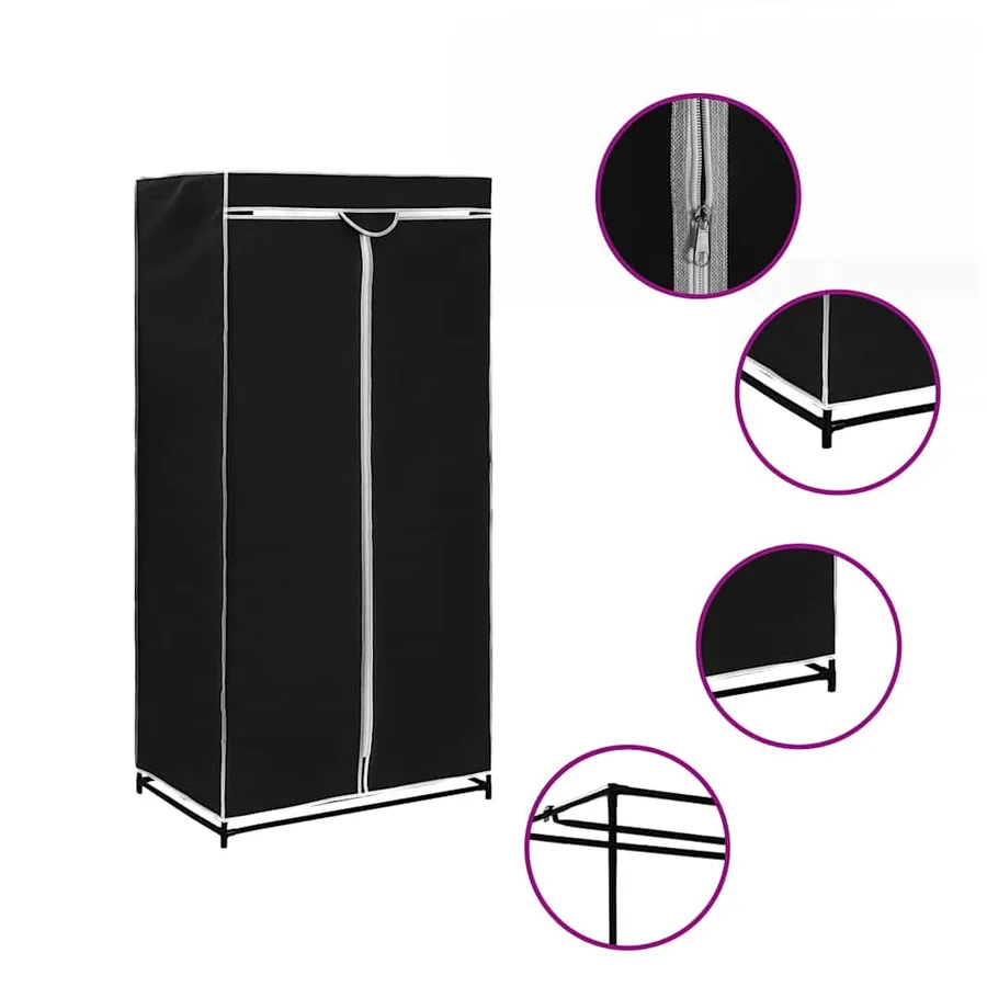 2 pcs Garde-robes Noir 75x50x160 cm - 2