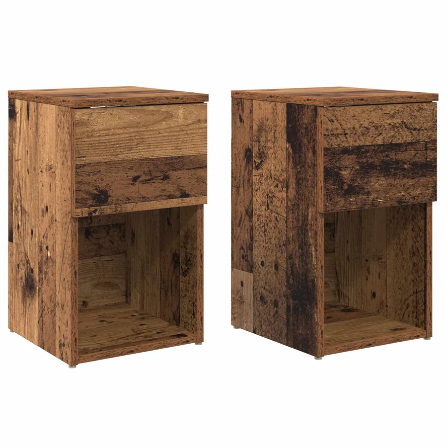 Armoire de lit 2 pcs Bois ancien 29 x 31,5 x 49 cm - 2