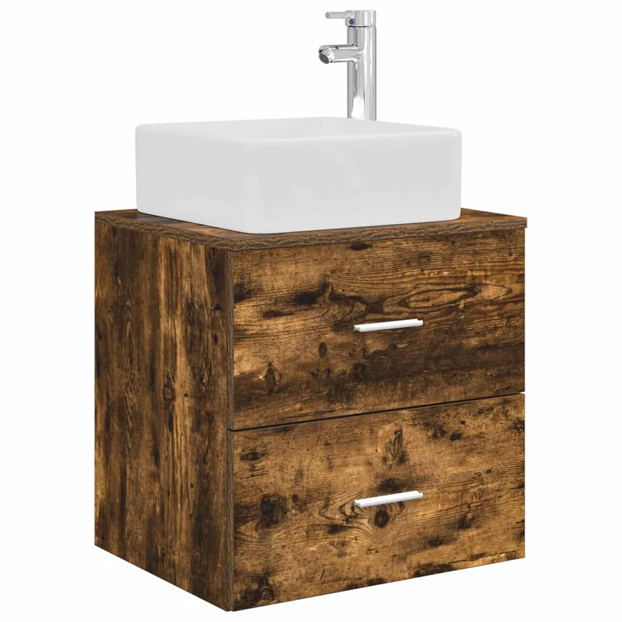 Vanité de lavabo mural Chêne fumé 53 x 34,5 x 63 cm - 2