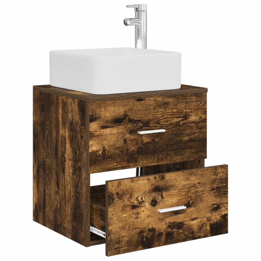 Vanité de lavabo mural Chêne fumé 53 x 34,5 x 63 cm - 3