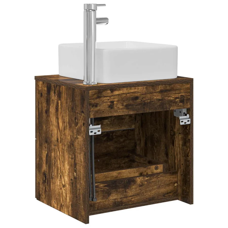 Vanité de lavabo mural Chêne fumé 53 x 34,5 x 63 cm - 5