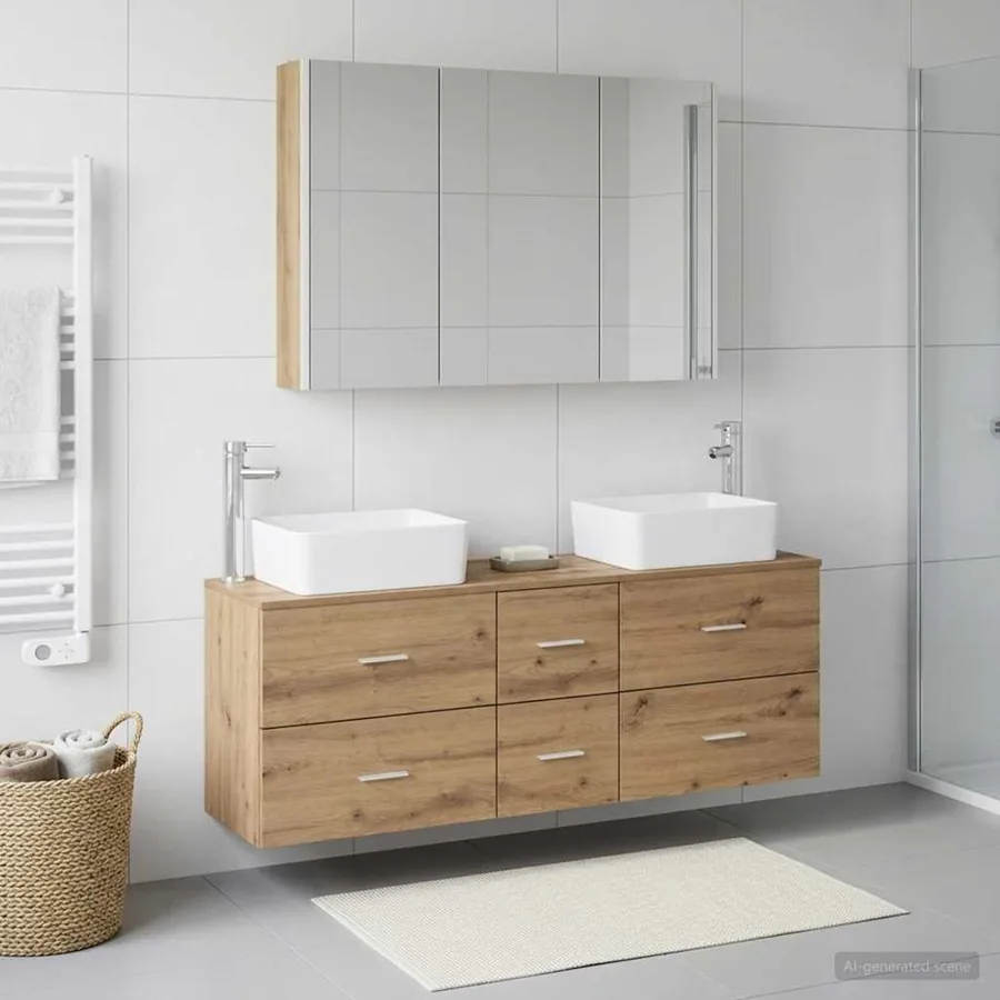 Ensemble de mobilier de salle de bain 4 pc Chêne artisanal