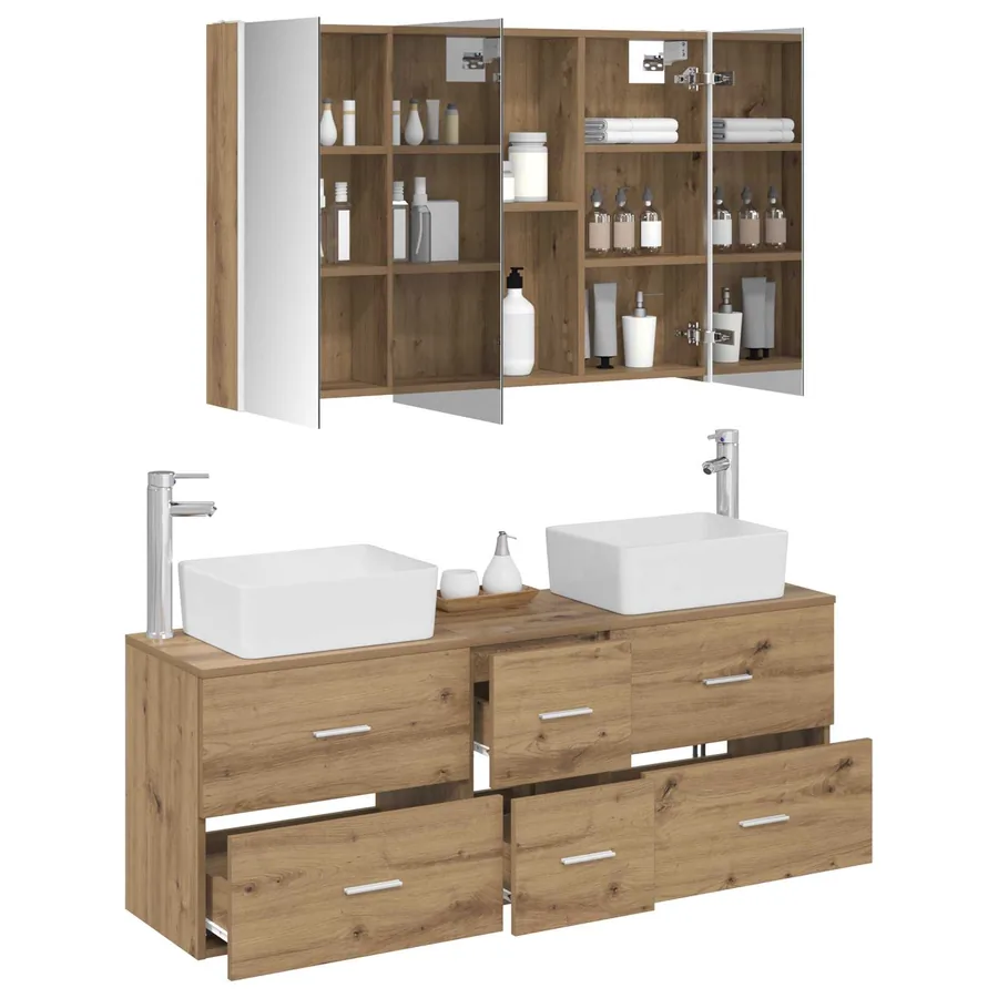 Ensemble de mobilier de salle de bain 4 pc Chêne artisanal - 3