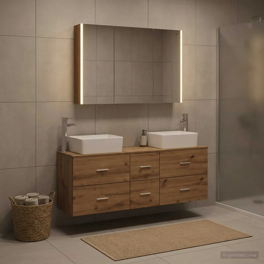 Ensemble de mobilier de salle de bain 4 pc Chêne artisanal - 4