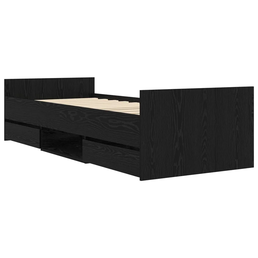 Cadre de lit avec rangement Chêne noir 80 x 200 cm - 2