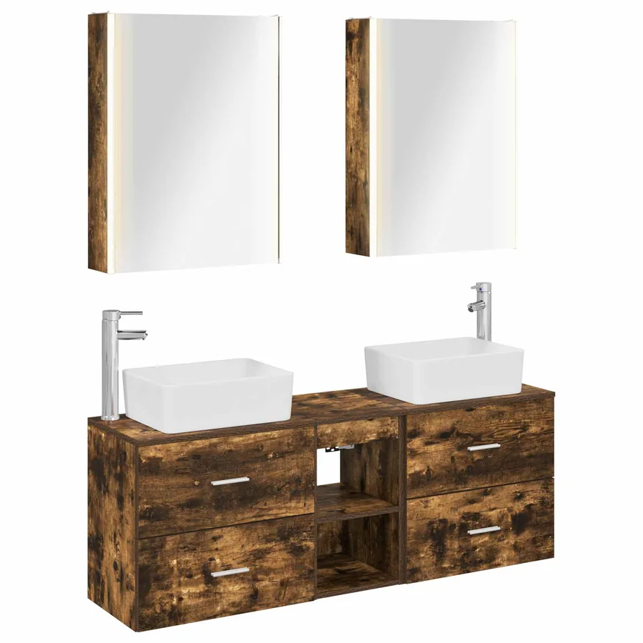 Ensemble de mobilier de salle de bain 5 pcs Chêne fumé - 2