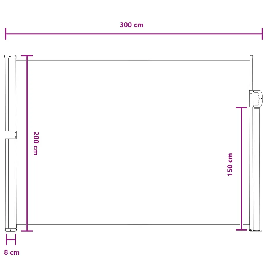 Store latéral rétractable Gris 300 x 200 cm Polyester - 8