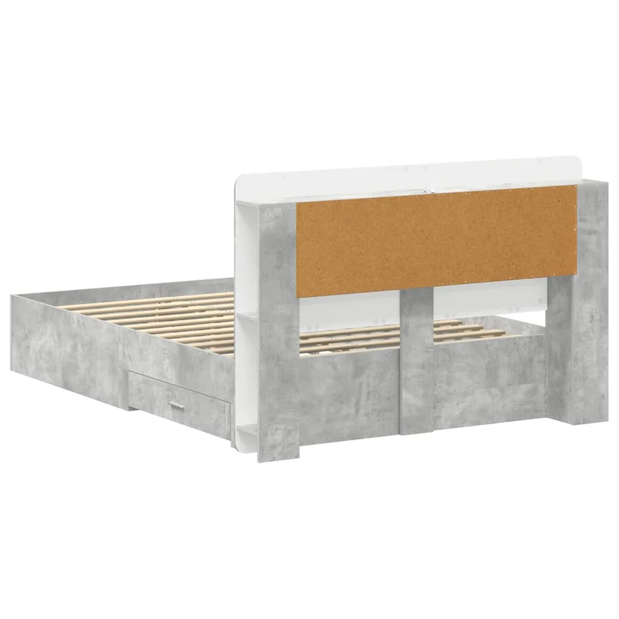 Cadre de lit avec rangement Gris béton 160 x 200 cm - 5