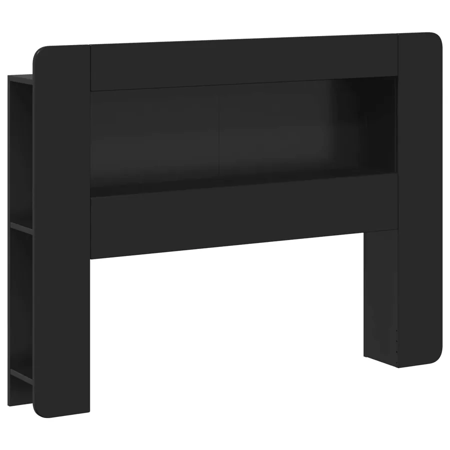 Cabinet de Tête de Lit avec stockage Noir Bois d’ingénierie - 2