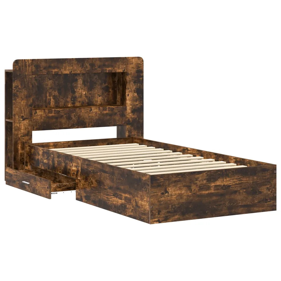 Cadre de lit avec rangement Chêne fumé 90 x 190 cm - 3