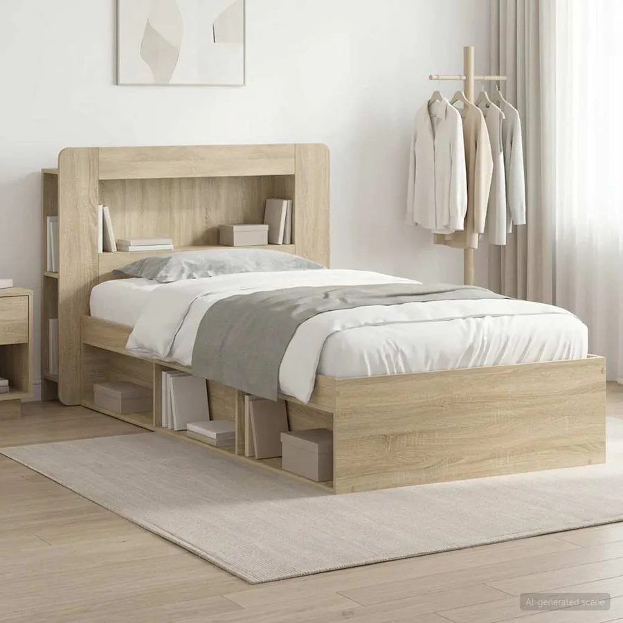 Cadre de lit avec rangement Chêne Sonoma 90 x 190 cm