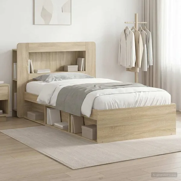 Cadre de lit avec rangement Chêne Sonoma 90 x 190 cm