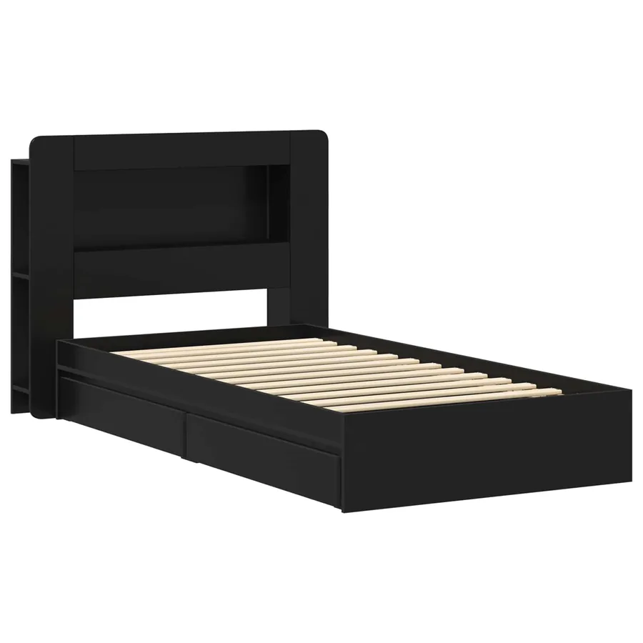 Cadre de lit avec rangement Noir 100 x 200 cm Bois d'ingénierie - 3