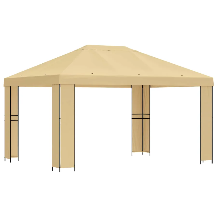 Pavillon 4 × 3 m Crème Polyester et Acier 190 gsm - 2