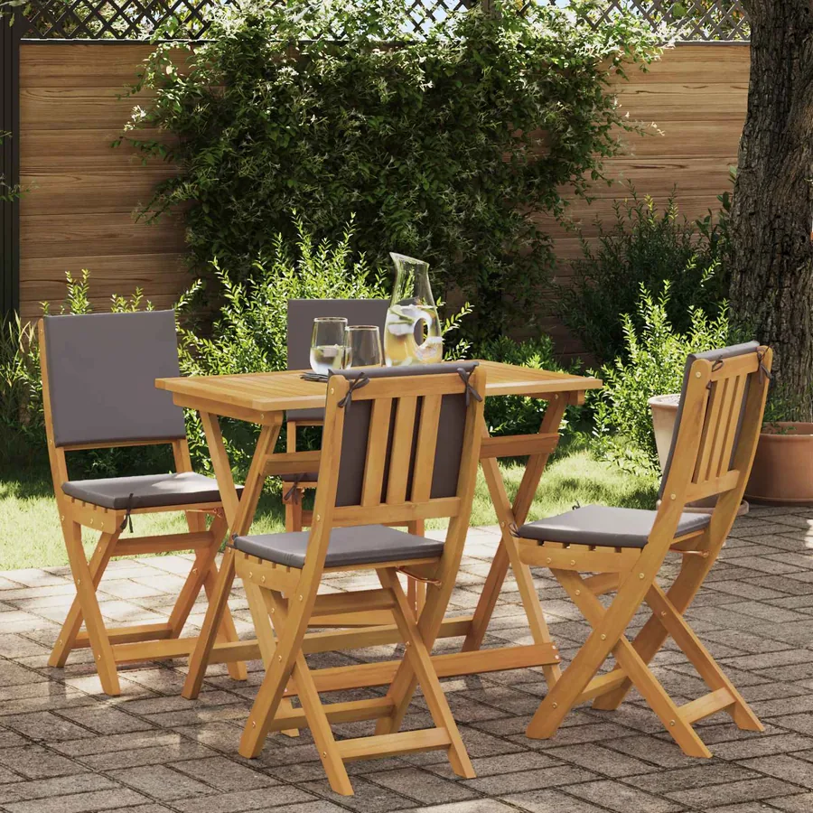 Ensemble bistro de jardin 5 pcs Naturel et gris foncé