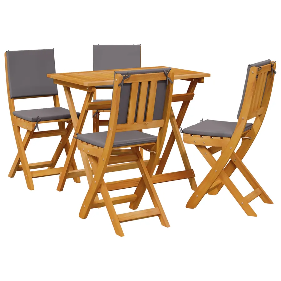 Ensemble bistro de jardin 5 pcs Naturel et gris foncé - 2