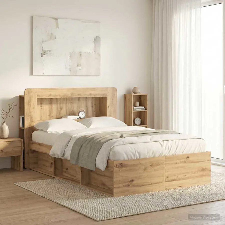 Cabinet de Tête de Lit Chêne artisanal 100 cm Bois d’ingénierie - 4