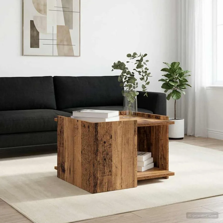 Table basse Bois ancien 50,5 x 50 x 33 cm Bois d'ingénierie - 4