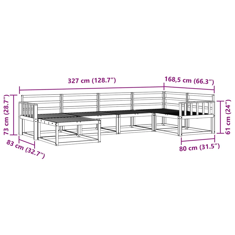 Ensemble de canapés d'extérieur 6 pcs Naturel - 9