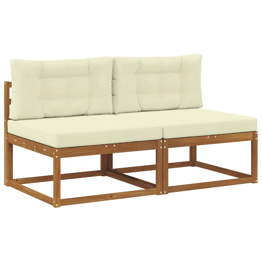 Sofa de milieu extérieur avec coussin 2 Pièce Naturel - 2