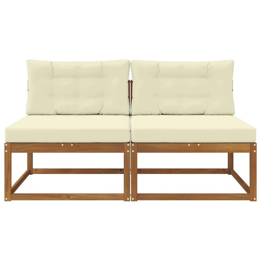 Sofa de milieu extérieur avec coussin 2 Pièce Naturel - 3