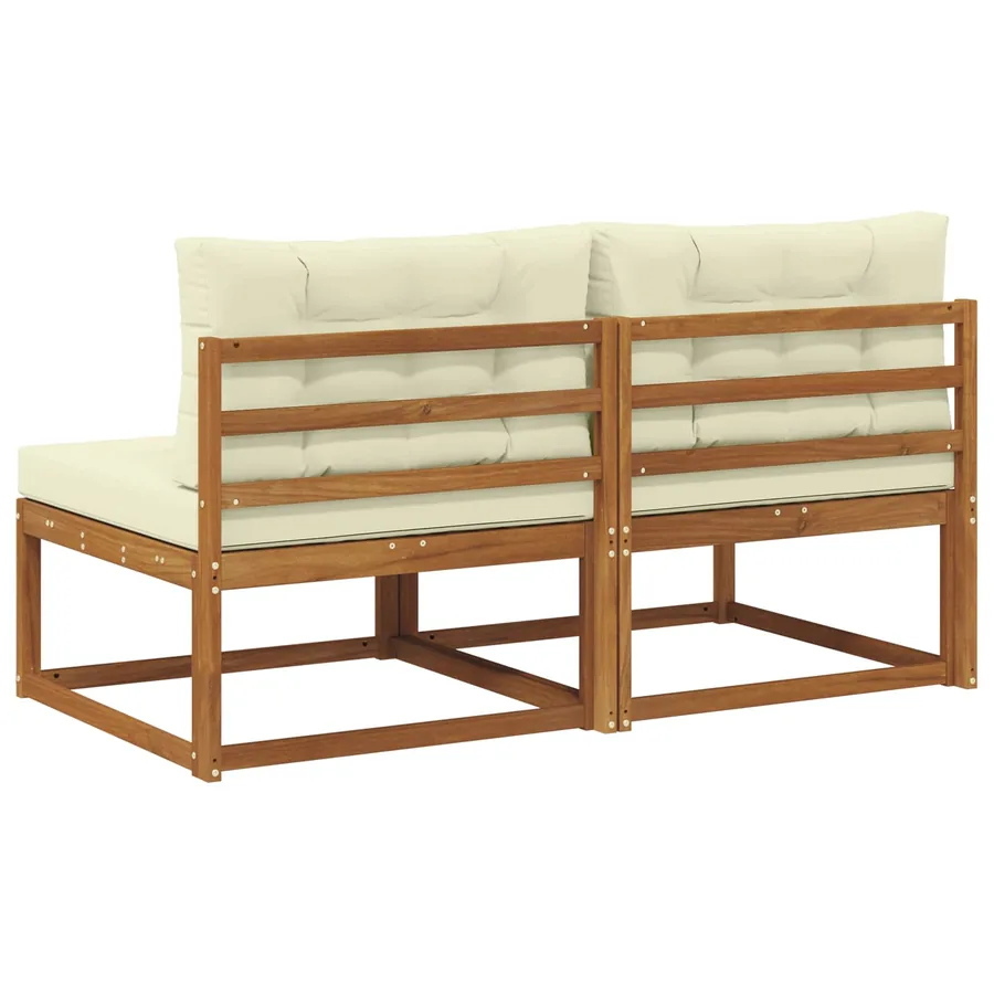 Sofa de milieu extérieur avec coussin 2 Pièce Naturel - 5