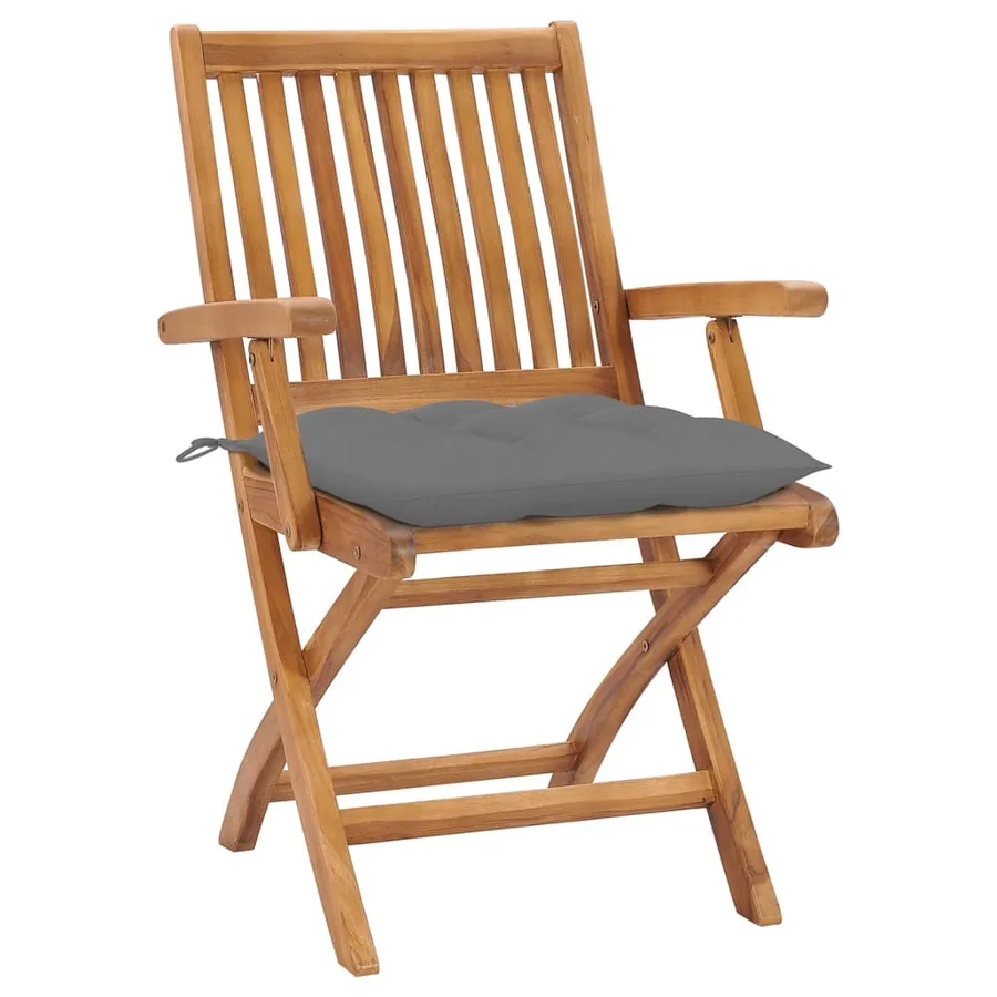 Chaises pliables de jardin avec coussins lot de 4 Teck solide - 2