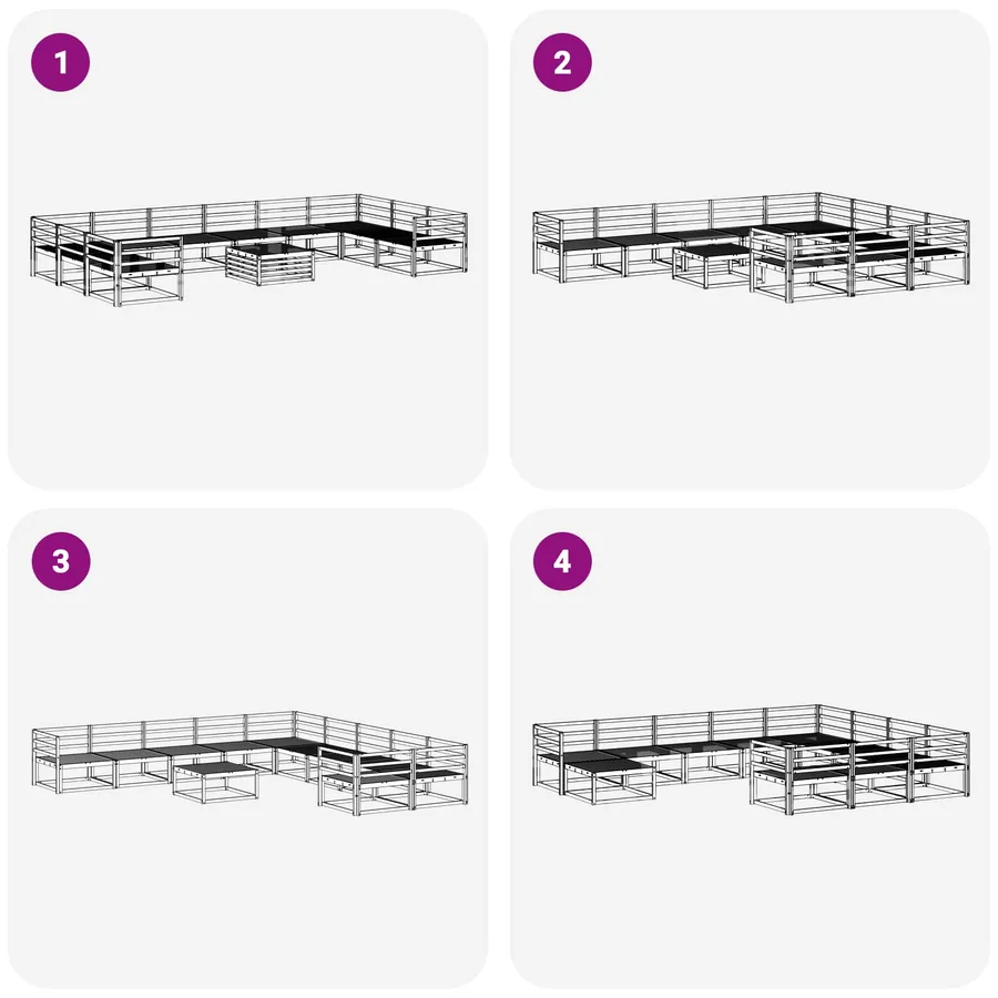 Ensemble de canapés d'extérieur 11 pcs Naturel - 9