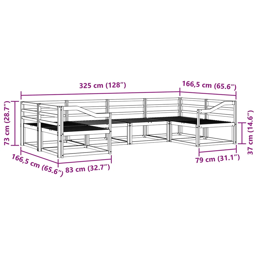 Ensemble de canapés d'extérieur 6 pcs Naturel - 7