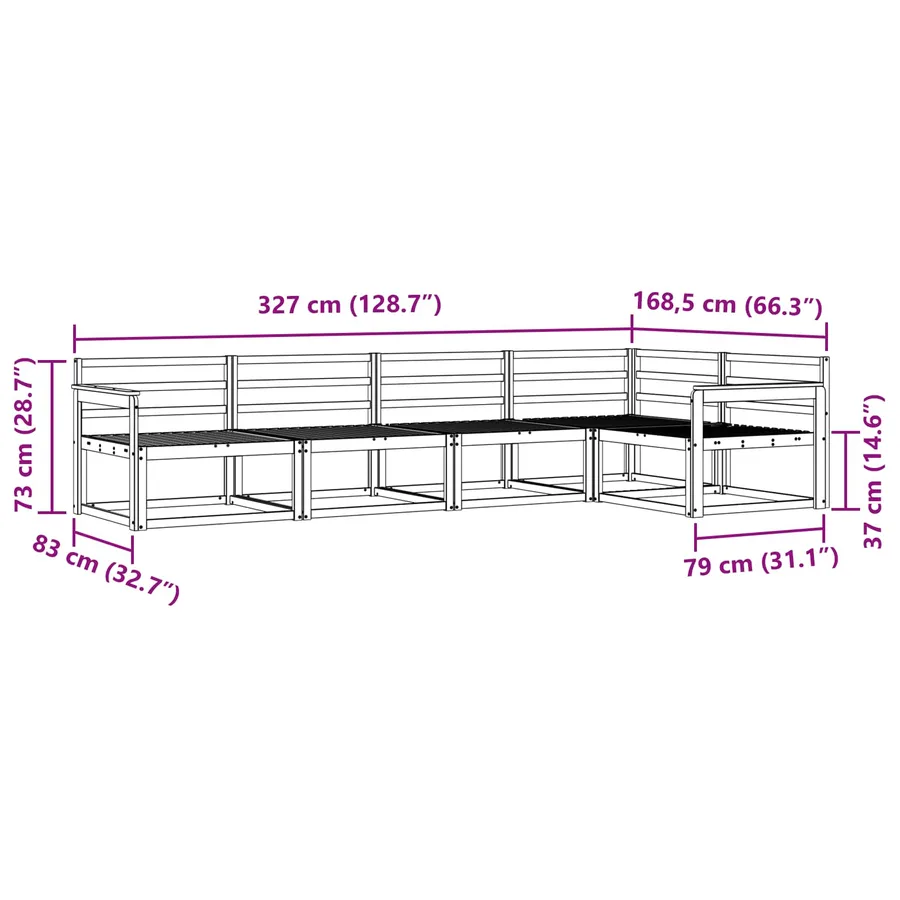 Ensemble de canapés d'extérieur 5 pcs Naturel - 8