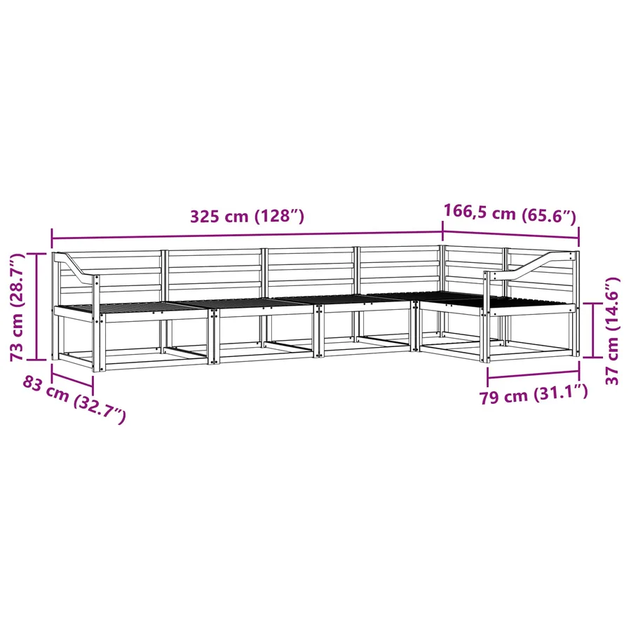 Ensemble de canapés d'extérieur 5 pcs Naturel - 7