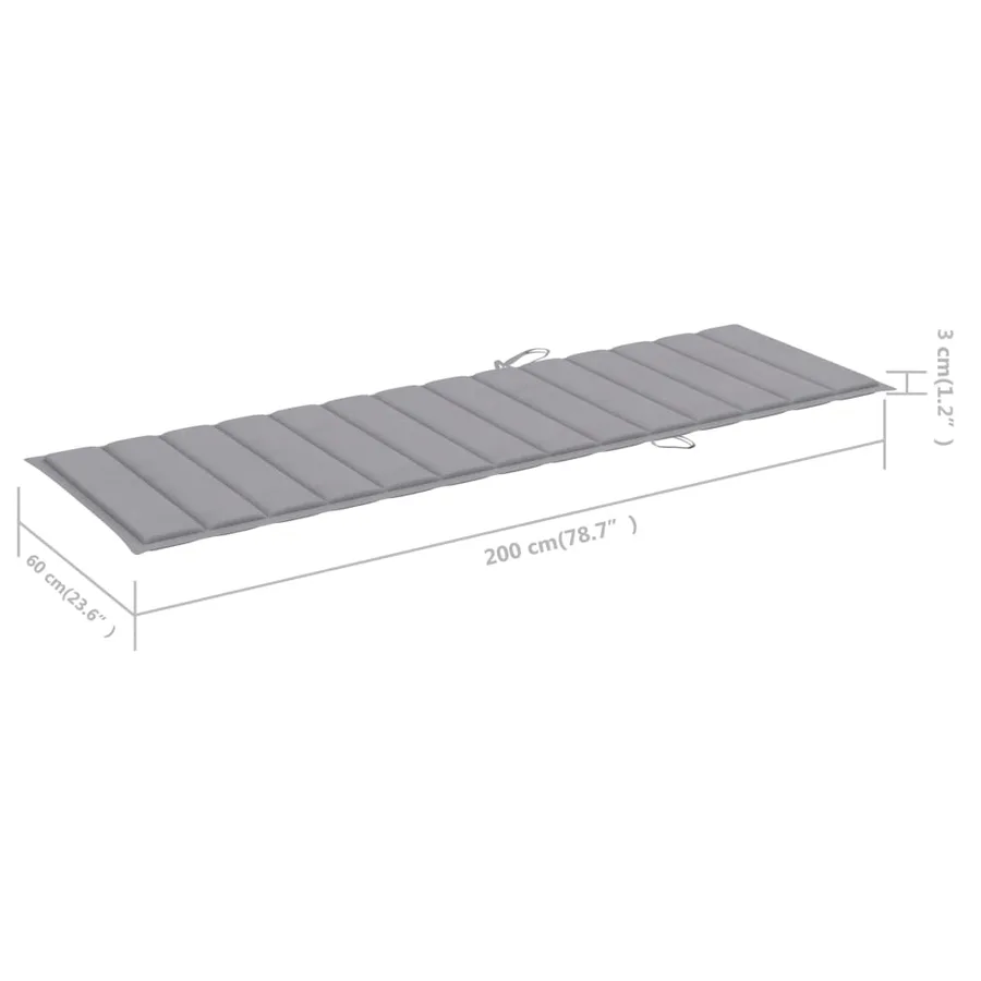 Chaise longue pliable avec coussin Bois d'acacia solide - 12