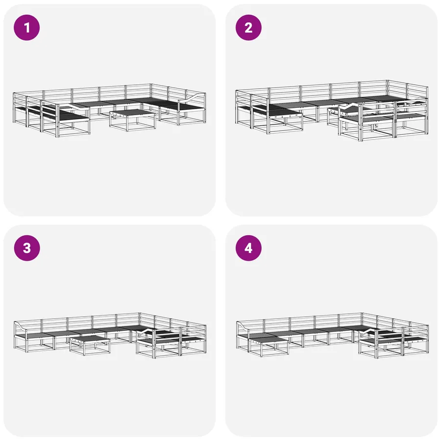 Ensemble de canapés d'extérieur 10 pcs Naturel - 9