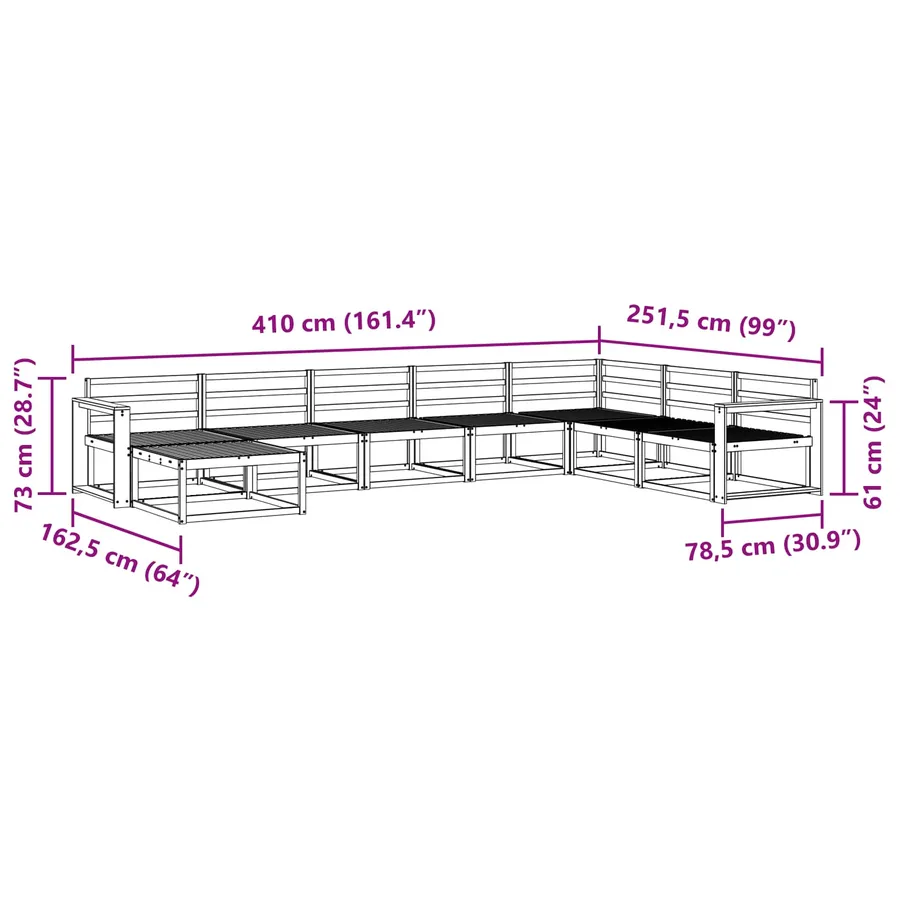 Ensemble de canapés d'extérieur 8 pcs Naturel - 9