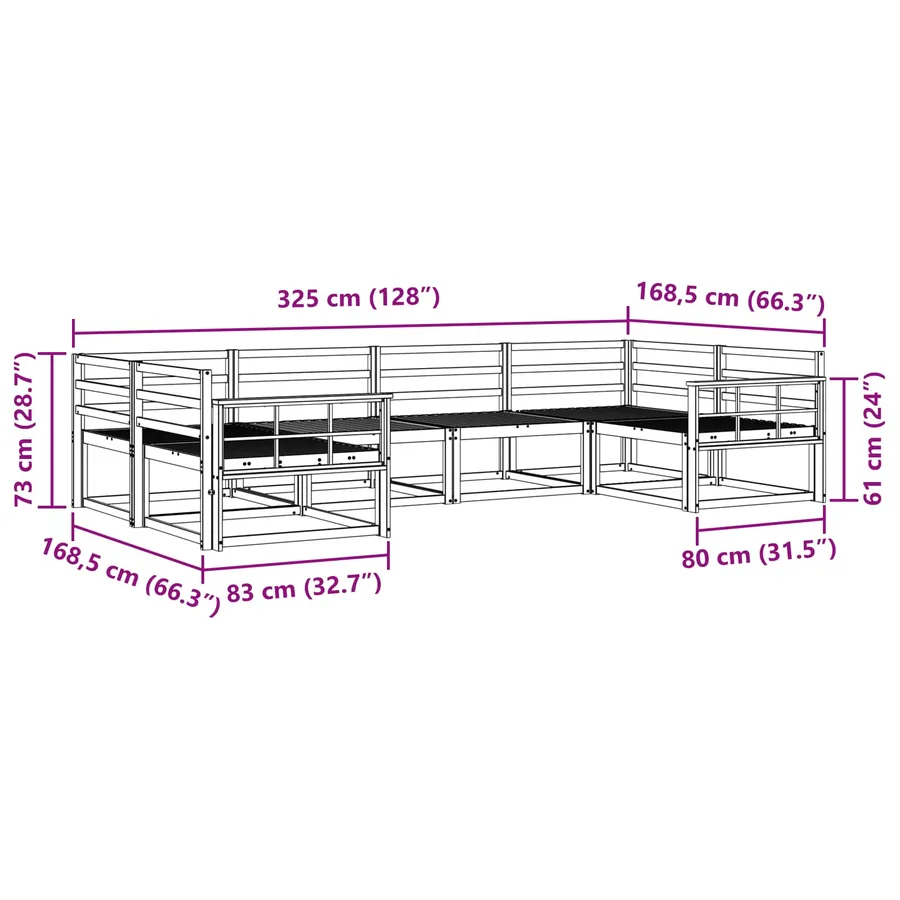 Ensemble de canapés d'extérieur 6 pcs Naturel - 7