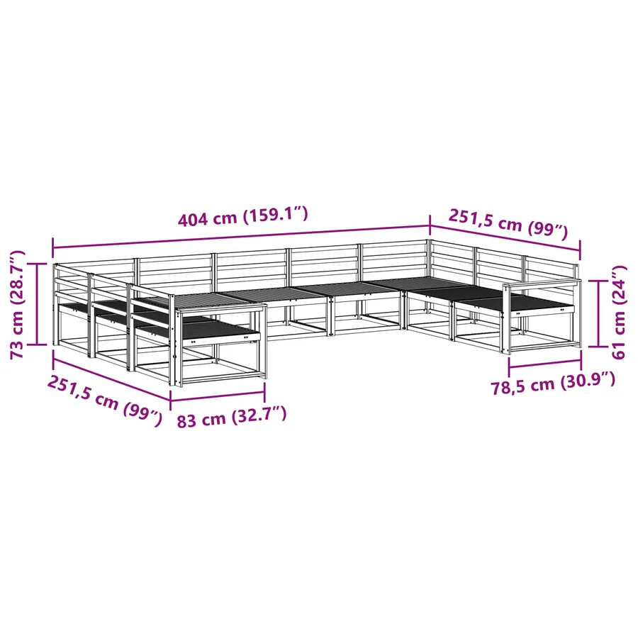 Ensemble de canapés d'extérieur 9 pcs Naturel - 8