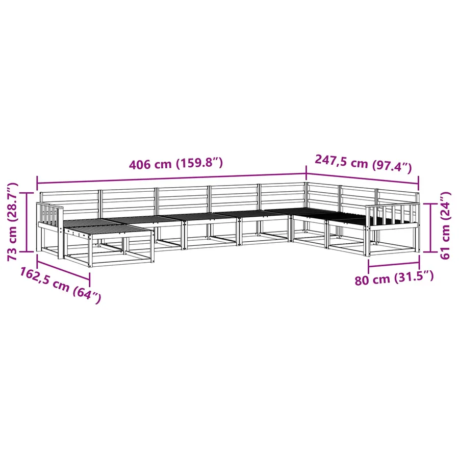 Ensemble de canapés d'extérieur 8 pcs Naturel - 9