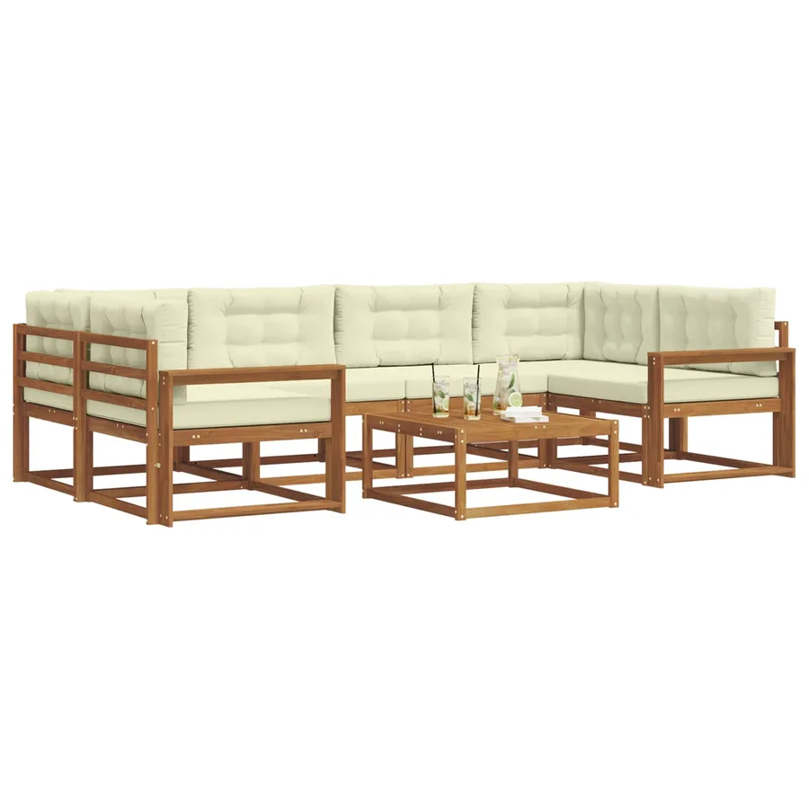 Ensemble de canapés d'extérieur 7 pcs Naturel et Crème - 3