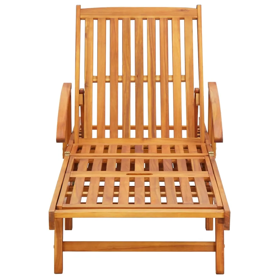 Chaises longues lot de 2 avec coussins Bois d'acacia solide - 3