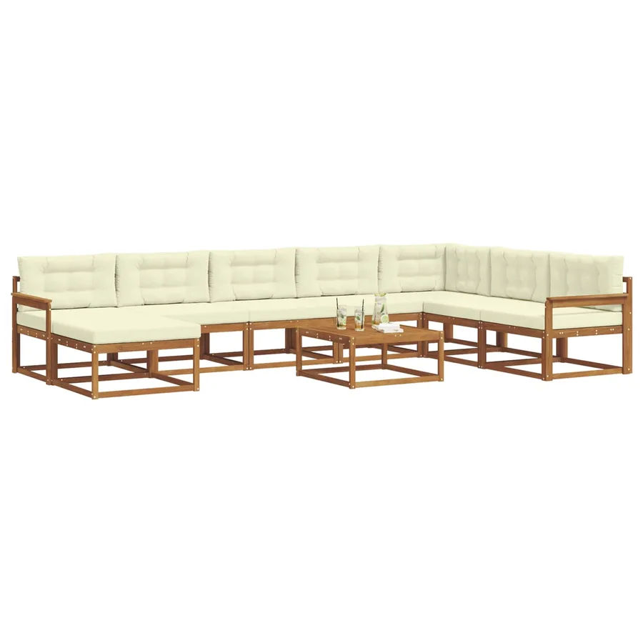 Ensemble de canapés d'extérieur 9 pcs Naturel et Crème - 3
